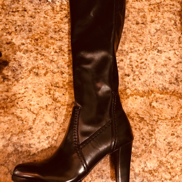 NWOT Franco Sarto Black tall leather  Boots - Picture 3 of 8